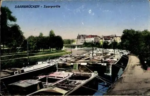 Ak Saarbrücken im Saarland, Saarpartie, Boote
