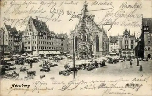 Ak Nürnberg in Mittelfranken, Marktplatz