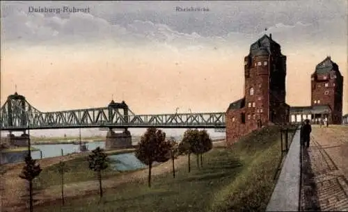 Ak Ruhrort Duisburg im Ruhrgebiet, Rheinbrücke