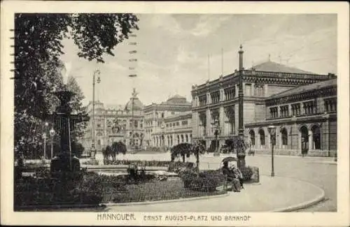 Ak Hannover in Niedersachsen, Ernst August-Platz, Bahnhof