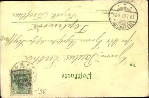 Litho Ilmenau in Thüringen, Kickelhahn, Gabelbach, Kickelhahnturm, Goethehäuschen