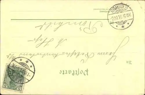 Litho Ilmenau in Thüringen, Kickelhahn, Gabelbach, Kickelhahnturm, Goethehäuschen