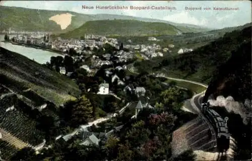 Ak Boppard am Rhein, Bahnhof, Landschaft, Weinberge, Bahn, Kalmuttunnel, Stadtansicht