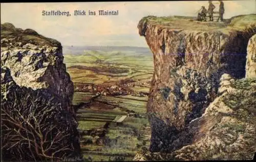 Ak Bad Staffelstein am Main Oberfranken, Staffelberg, Blick ins Maintal, beeindruckende Aus- und 