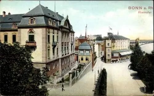 Ak Bonn am Rhein, Das Rheinufer, Gebäudekomplex, Straßenansicht, alte Architektur