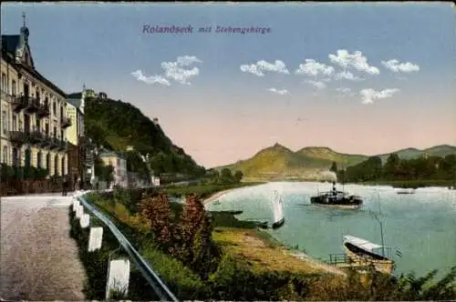 Ak Rolandseck Remagen am Rhein, Rheinufer, Siebengebirge