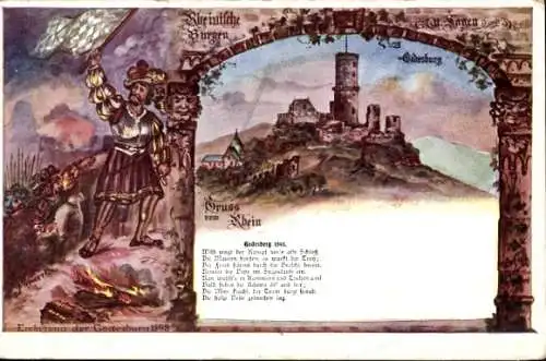Litho Bad Godesberg Bonn am Rhein, Godesburg, Soldaten, Eroberung der Godesburg 1593