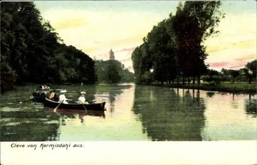 Ak Kleve in Schleswig Holstein, Ruderpartie, Blick von Kermisdahl aus