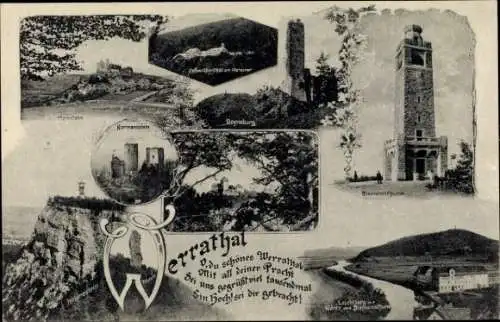 Ak Eschwege im Werratal, Bismarckturm, Hanstein, Boymeburg, Normannstein