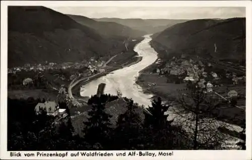 Ak Alf an der Mosel, Blick vom Prinzenkopf, Waldfrieden und Alf-Bullay, Flusslandschaft