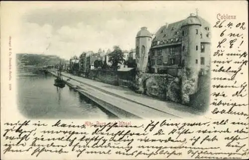 Ak Koblenz am Rhein, Coblence, Alte Burg, Mosel