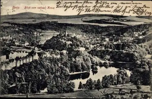 Ak Greiz im Vogtland Thüringen, Aussicht auf  Blick vom weißen Kreuz, landschaftliche Szene
