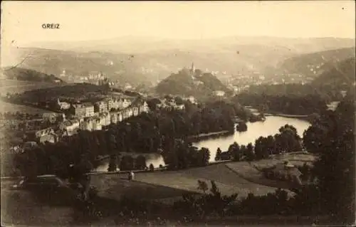 Ak Greiz Thüringen, Kuhberg bei Netzschkau, Kanalpartie, Landschaft
