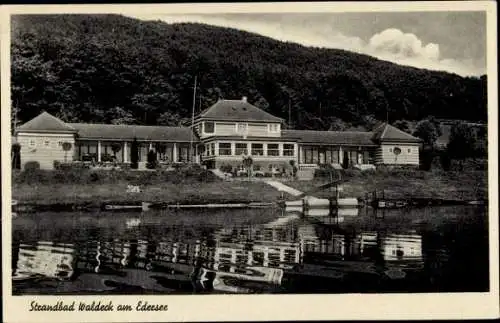 Ak Waldeck am Edersee Hessen, Strandbad
