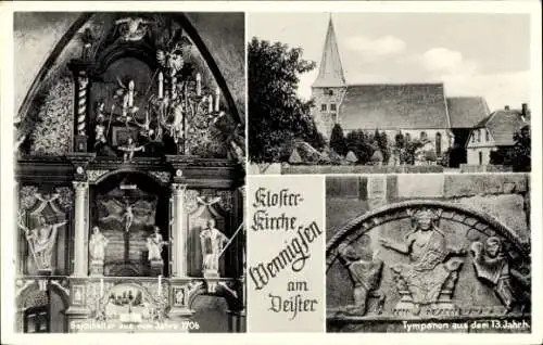 Ak Wennigsen am Deister, Klosterkirche, Barockaltar, Tympanon aus dem 13 Jahrhundert