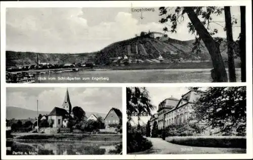 Ak Engelberg Winterbach in Württemberg, Partie am Main, Schlossgarten,  Schloss