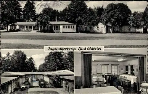 Ak Bad Oldesloe in Holstein, Jugendherberge  Bäume, Gebäude, Innenräume, Tische