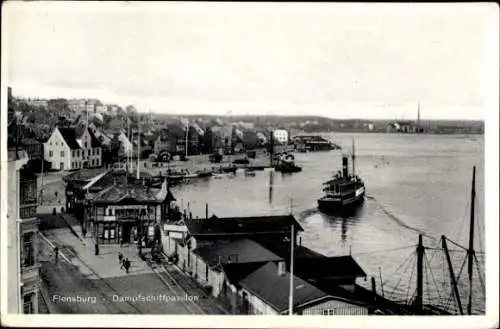 Ak Flensburg in Schleswig Holstein, Dampfschiffpavillon, Dampfer