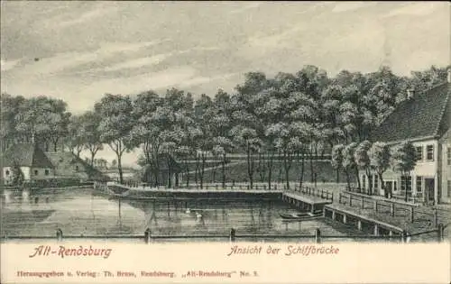 Ak Rendsburg in Schleswig Holstein, Alt- Ansicht der Schiffbrücke, Verlag Th. Bruss, No. 5.