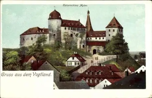 Ak Mylau Reichenbach im Vogtland, Kaiserschloss, Totalansicht