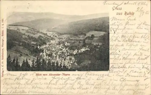 Ak Ruhla in Westthüringen, Totalansicht, Blick vom Alexanderturm