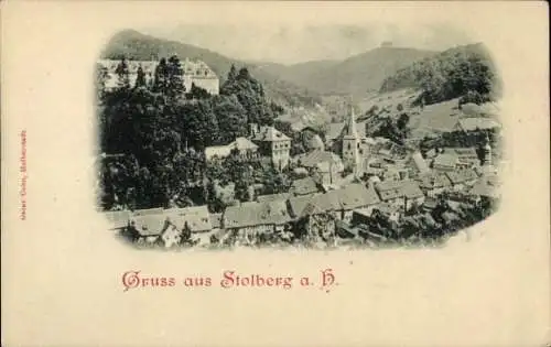 Ak Stolberg im Harz, foto, Stadtansicht, Berge im Hintergrund,  Architektur