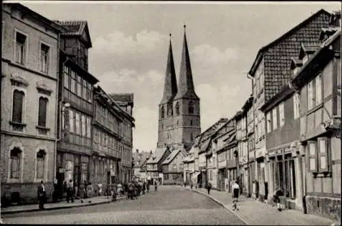 Ak Quedlinburg im Harz, St. Nikolai Kirche, Pölkenstraße,  Architektur, 1000 Jahre Stadt