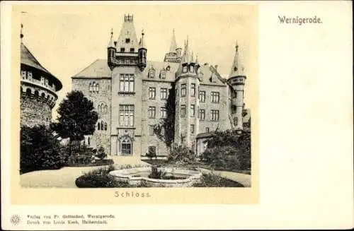 Ak Wernigerode im Harz, Schloss,  Architektur, Gebäudeumgebung, Gartenanlage