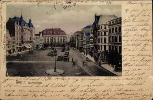Ak Bonn am Rhein, Bonn Marktplatz,  Architektur, Menschen und Fahrzeuge