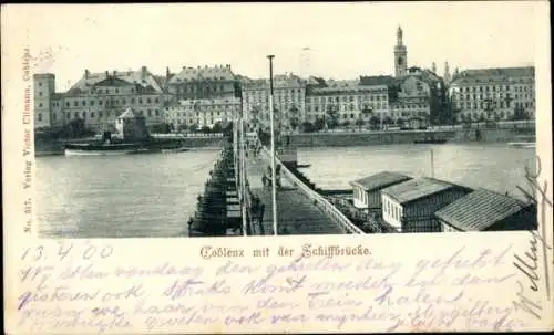 Ak Koblenz am Rhein, Schiffbrücke