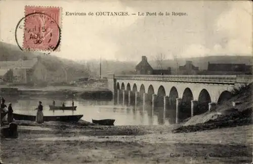 Ak Coutances Manche, Brücke, Fluss, Häfen, Dörfer