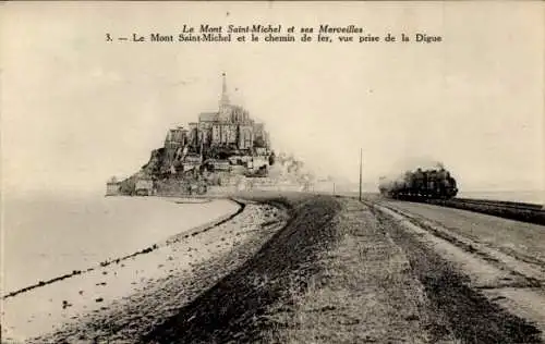Ak Le Mont Saint Michel Manche, Le  Digue, Zug
