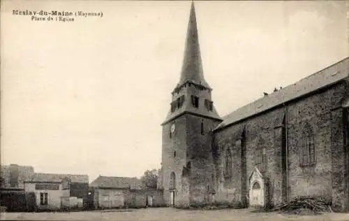 Ak Meslay-du-Maine Mayenne, Place de l'Eglise