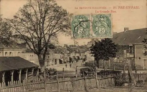 Ak Pre-en-Pail Mayenne, Grande Rue