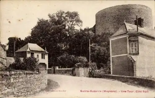 Ak Sainte Suzanne Mayenne, Turm, Südseite