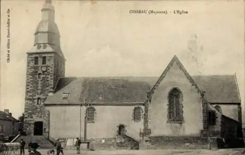 Ak Oisseau Mayenne, Eglise,  Kirche, Schwarz-Weiß Bild, keine Personen sichtbar