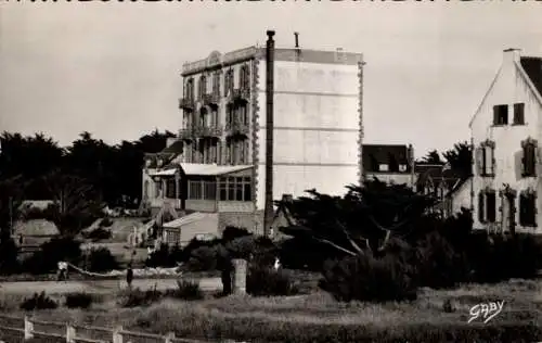 Ak Quiberon Morbihan, Hotel des Deux Mers, Cote Sauvage, Meerblick, alte Architektur