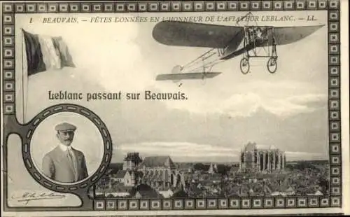 CPA Beauvais, Fetes Lonnees en l'Honneur de l'Aviateur Leblanc