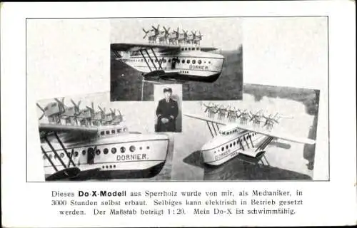 Ak Wasserflugzeug, Do-X-Modell aus Sperrholz