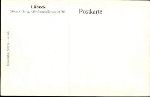 Ak Hansestadt Lübeck, Gemälde einer Gasse,  Gebäude, entspannte Atmosphäre