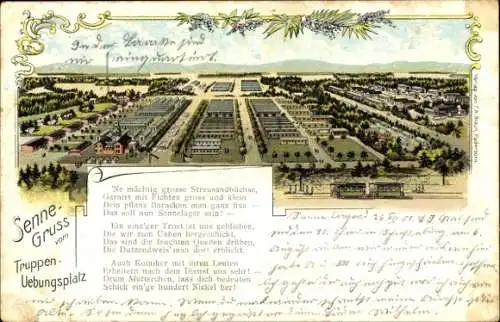 Litho Schloss Neuhaus Paderborn in Westfalen, Sennelager, Truppenübungsplatz Senne, Gedicht