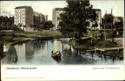 Ak Hamburg Nord Winterhude, Kanal an der Sierichstraße