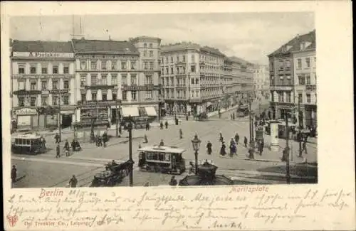 Ak Berlin Kreuzberg, Anhalter Bahnhof, Moritzplatz, Gebäude, Straßenbahn, 