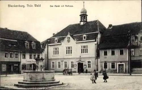 Ak Bad Blankenburg in Thüringen, Marktplatz, Rathaus