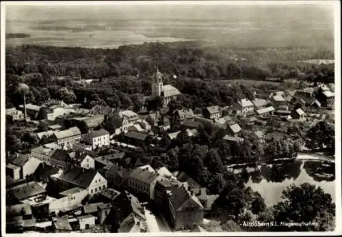 Ak Altdöbern in der Niederlausitz, Luftaufnahme von  Kirche, Häuser, Seen