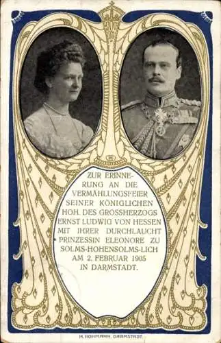 Ak Groß­­herzog Ernst Ludwig von Hessen-Darmstadt, Prinzessin Eleonore zu Solms-Hohensolms-Lich