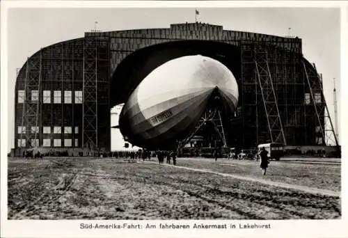 Foto Luftschiff LZ 127 Graf Zeppelin, Südamerikafahrt, Am fahrbaren Ankermast in Lakehurst