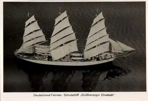 Sammelbild Zeppelin-Weltfahrten Nr. 254 Deutschland-Fahrten, Segelschulschiff Großherzogin Elisabeth