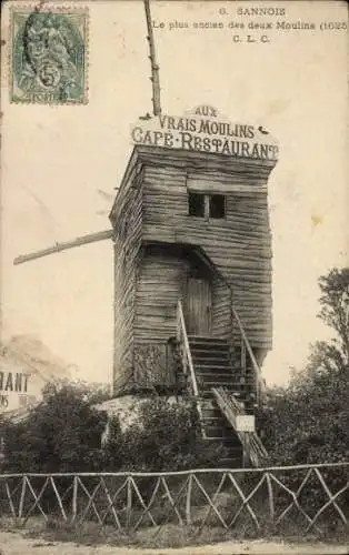 Ak Sannois Val d’Oise, älteste Mühle von 1625, Restaurant Aux Vrais Moulins