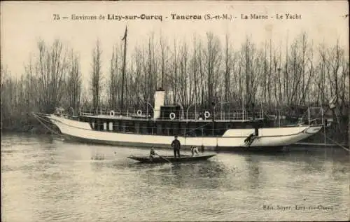 Ak Tancrou Seine et Marne, La Marne, Yacht